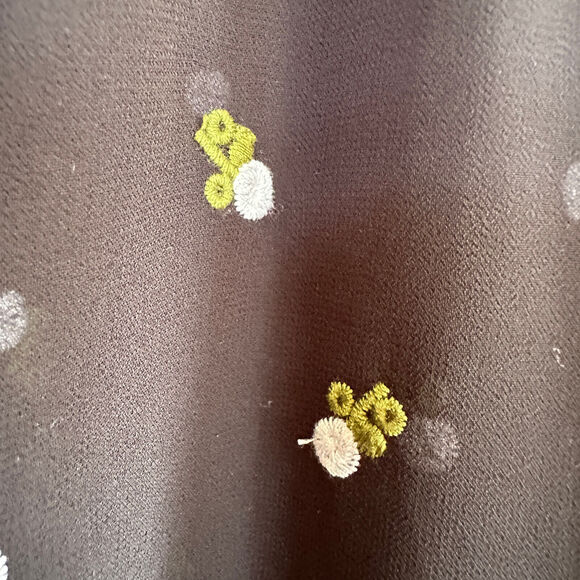 Cabi Blouse Womens XS Embroidered Floral Flowy Semi Sheer Preppy Academia Black - Picture 8 of 12